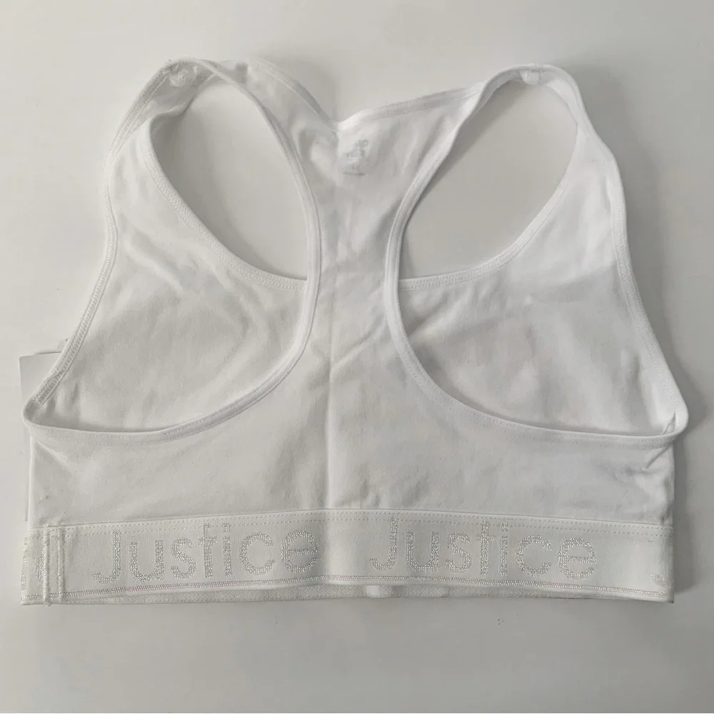 JUSTICE Girls White Sports Bra Size 34 NWT